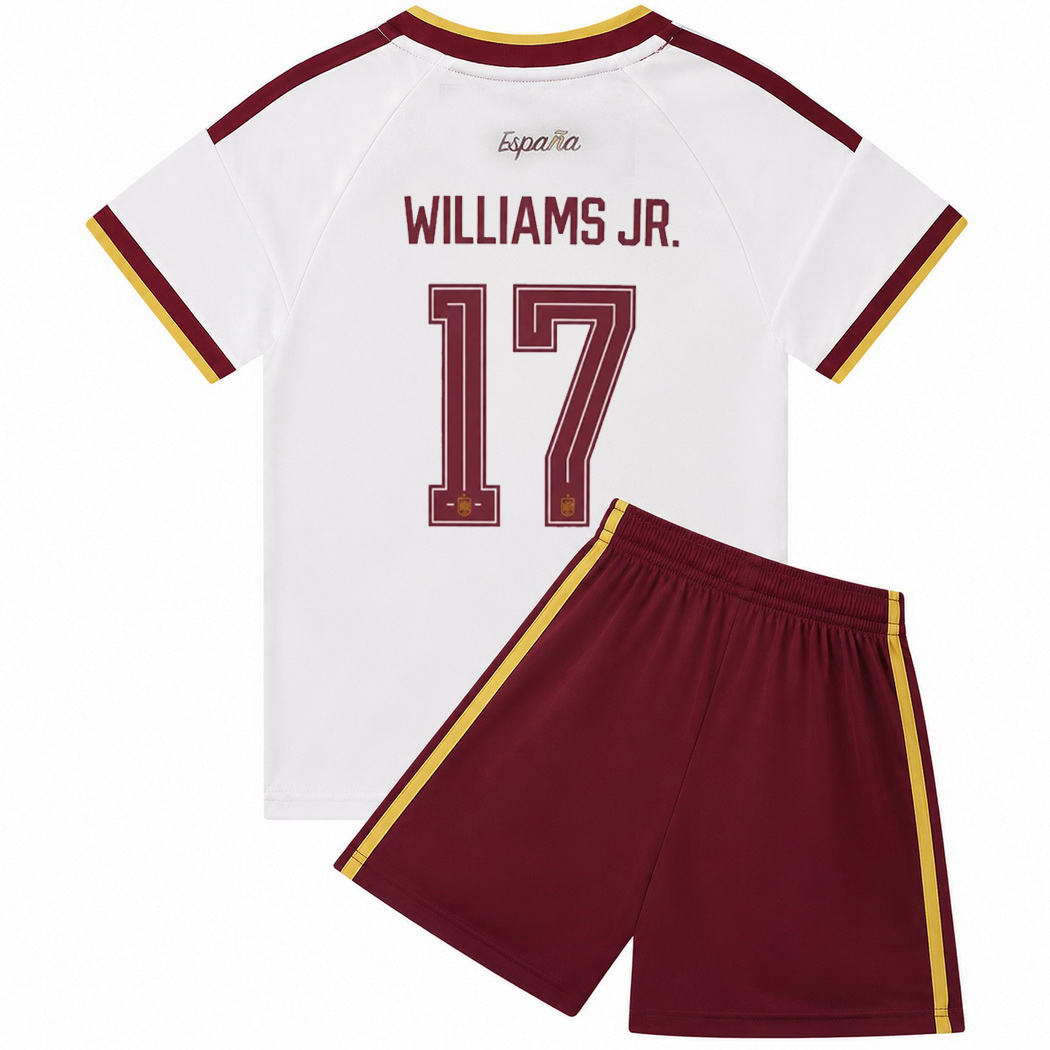 26/27 Nico Williams Spain #17 Away Youth Soccer Jersey