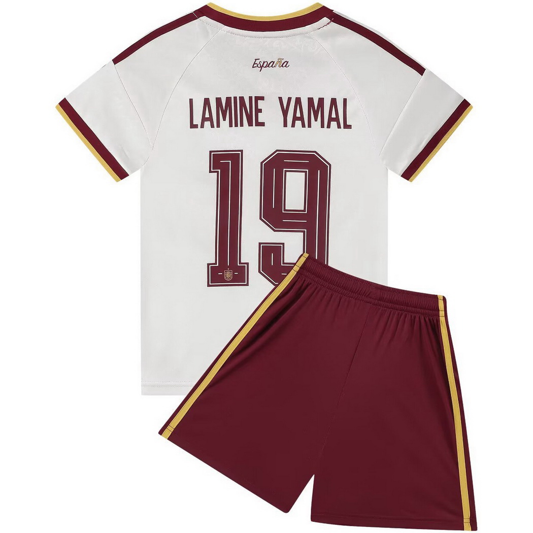 26/27 Lamine Yamal Spain #19 Away Youth Soccer Jersey