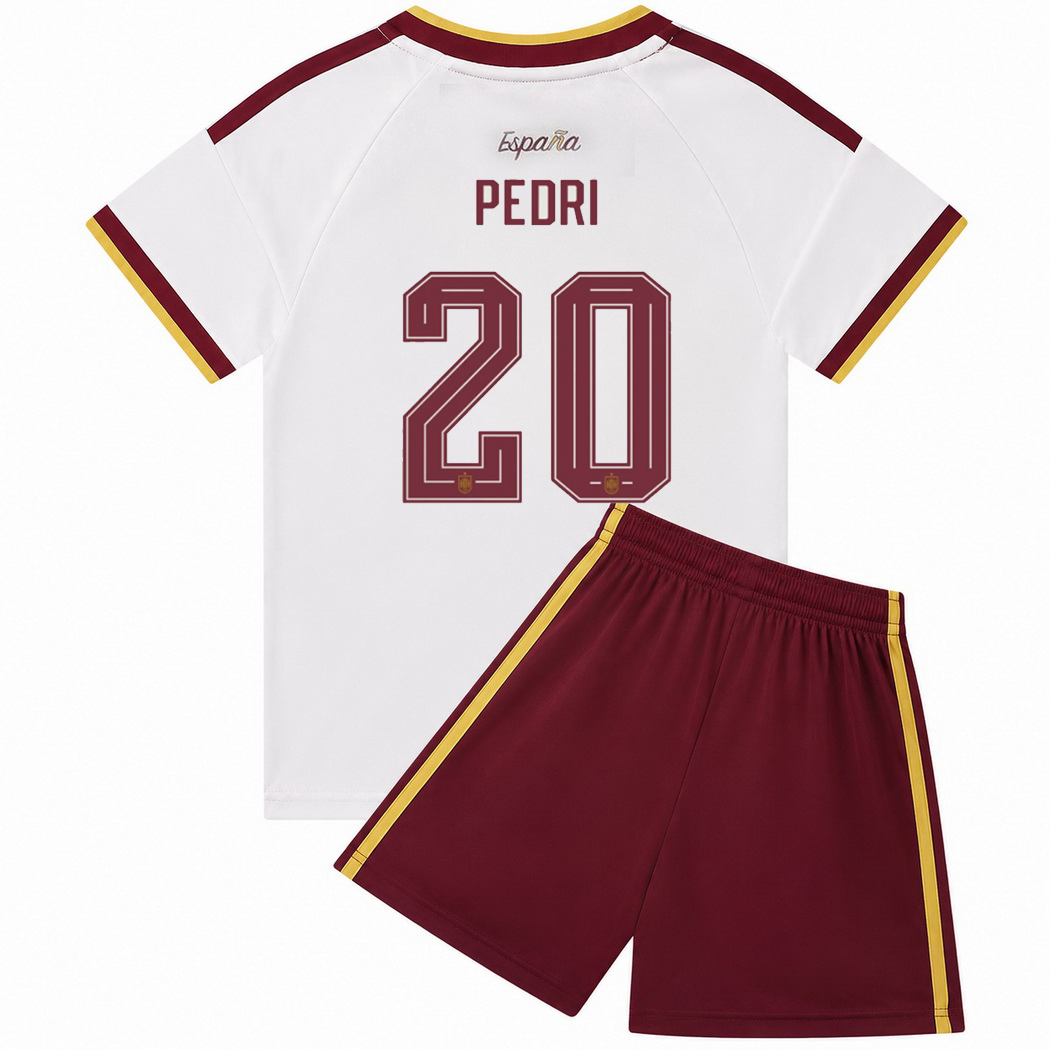 26/27 Pedri Spain #20 Away Youth Soccer Jersey