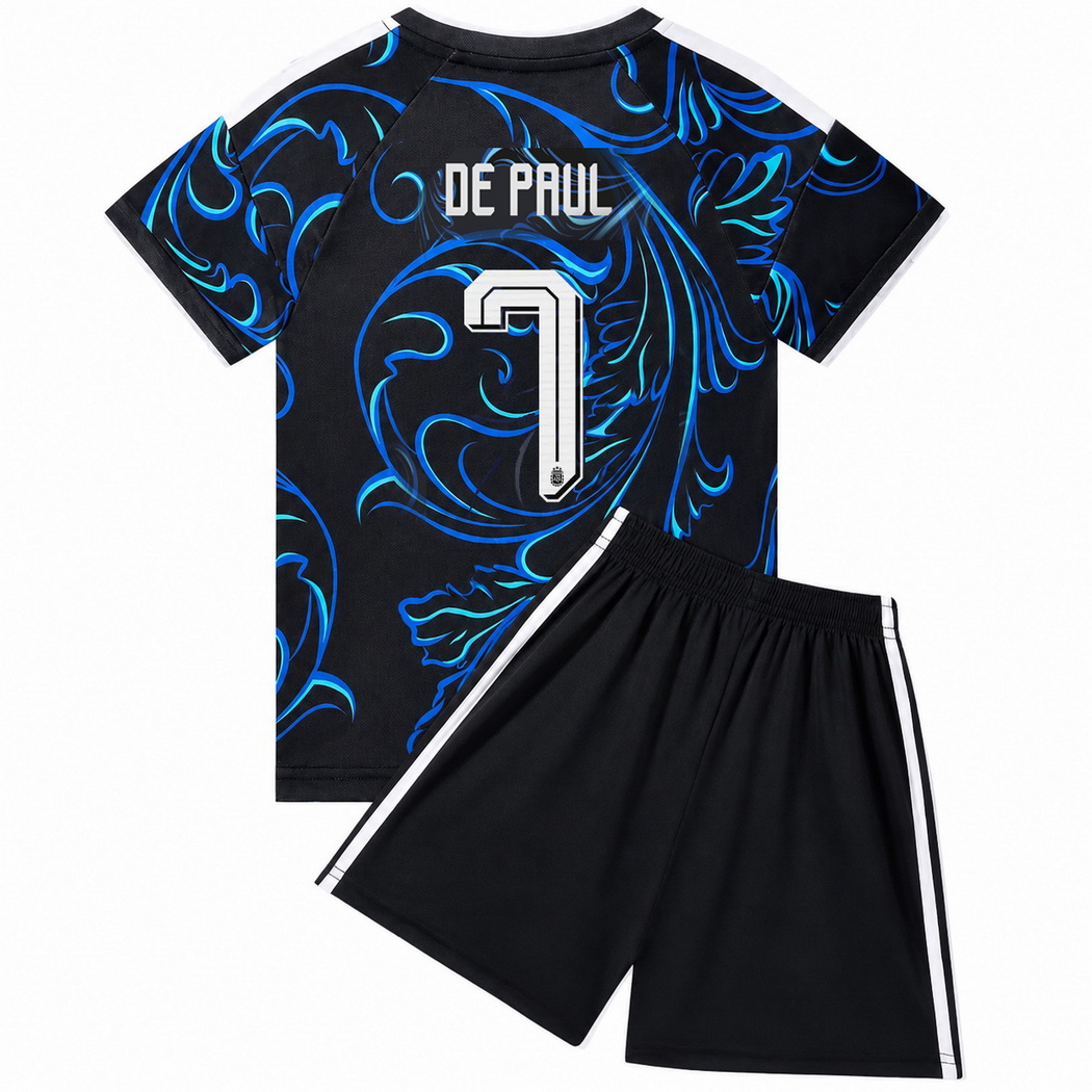 2026 Rodrigo De Paul Argentina #7 Away Youth Soccer Jersey