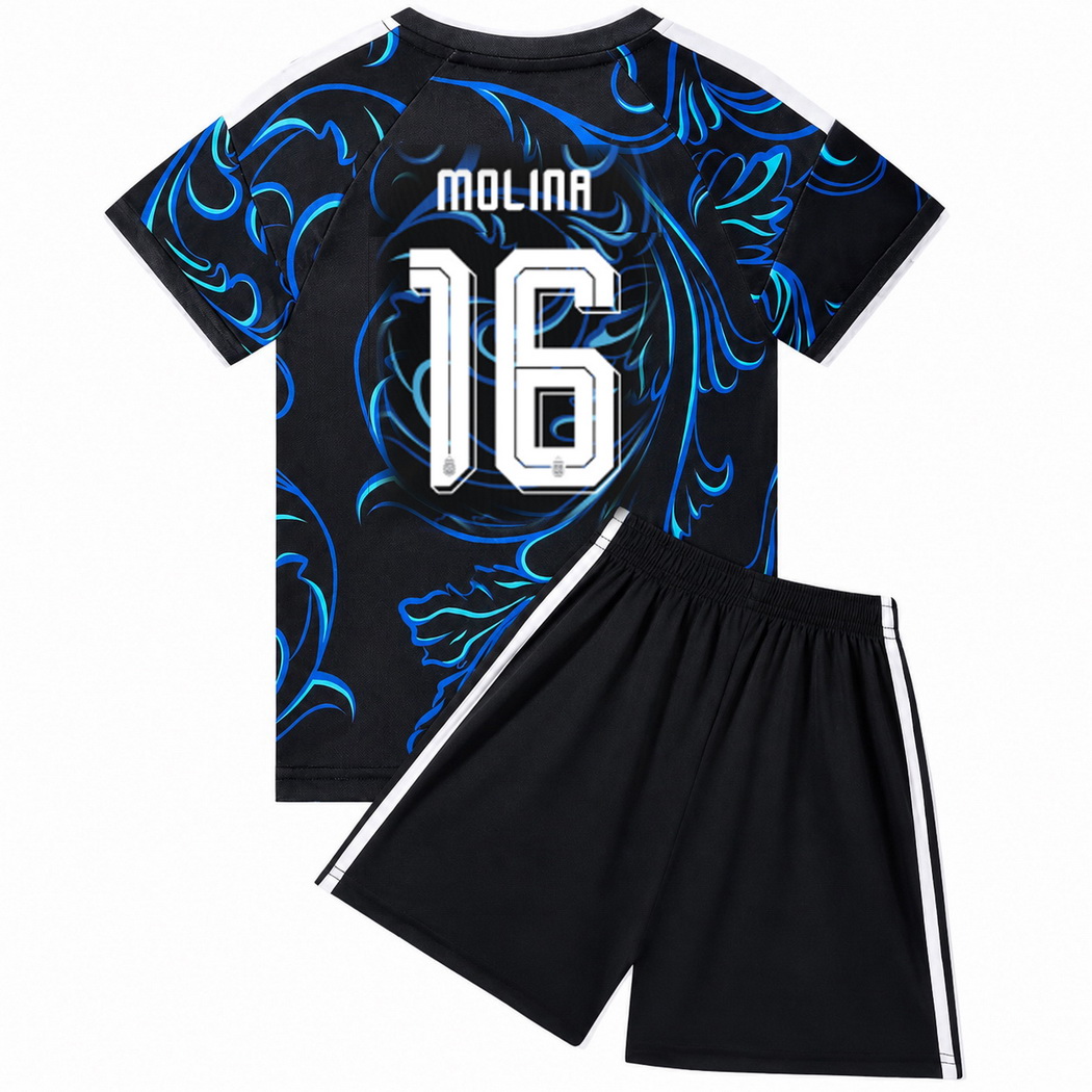 2026 Nahuel Molina Argentina #16 Away Youth Soccer Jersey