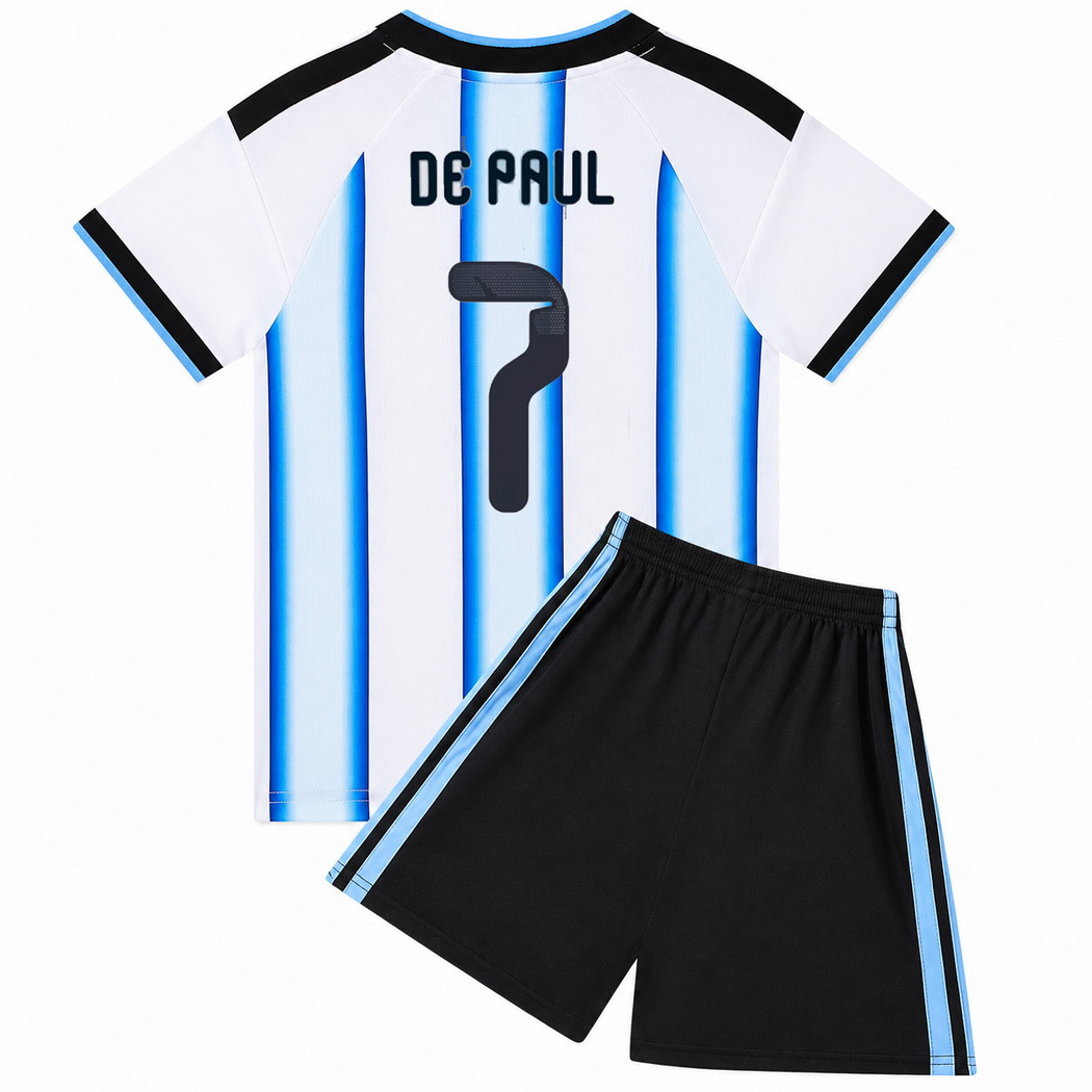 26/27 Rodrigo De Paul Argentina #7 Home Youth Soccer Jersey