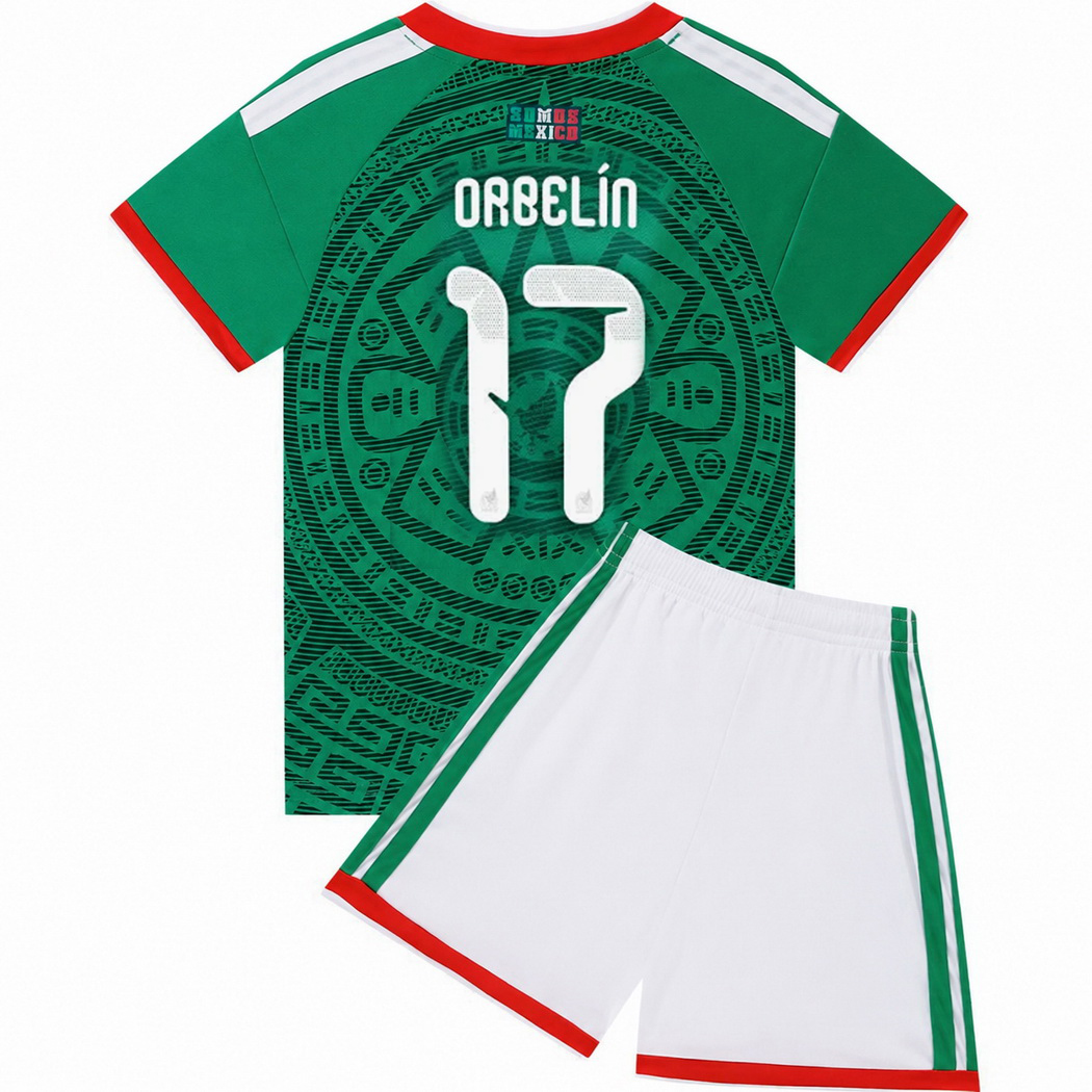 2026 Orbelin Pineda Mexico #17 Home Youth Soccer Jersey