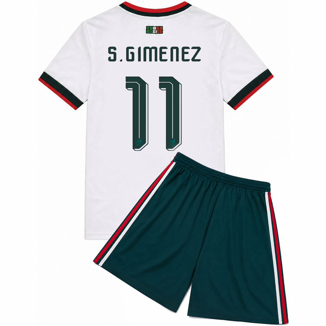 26/27 Santiago Gimenez Mexico #11 Away Youth Soccer Jersey