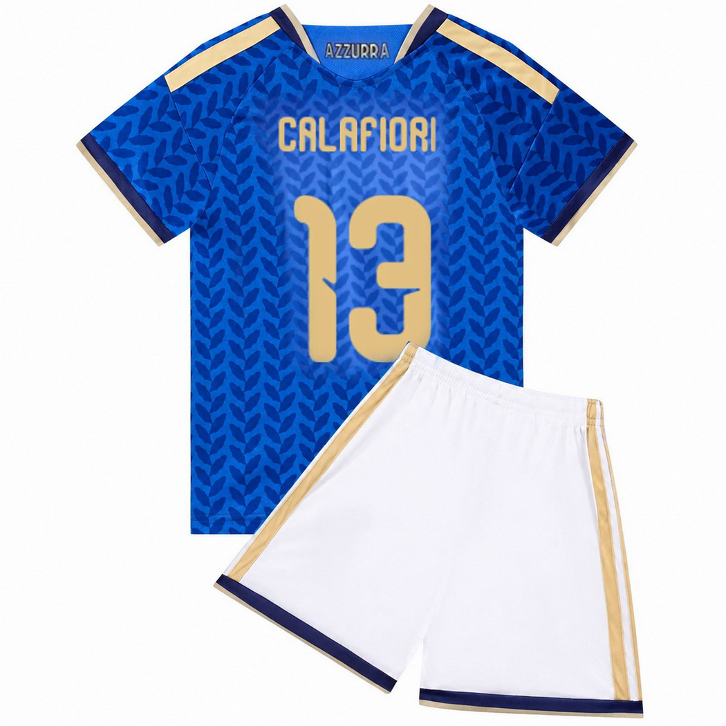 2026 Riccardo Calafiori Italy #13 Home Youth Soccer Jersey
