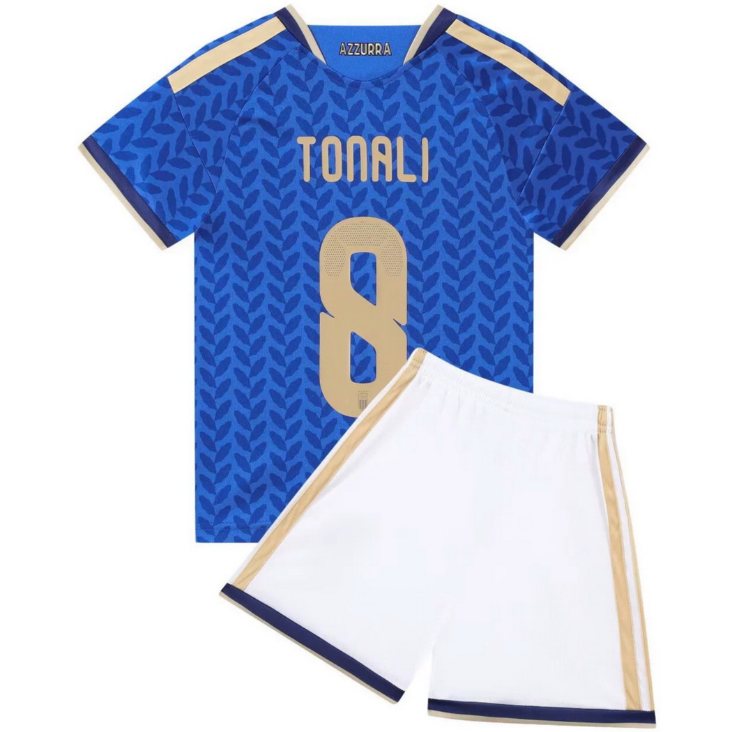 2026 Sandro Tonali Italy #8 Home Youth Soccer Jersey