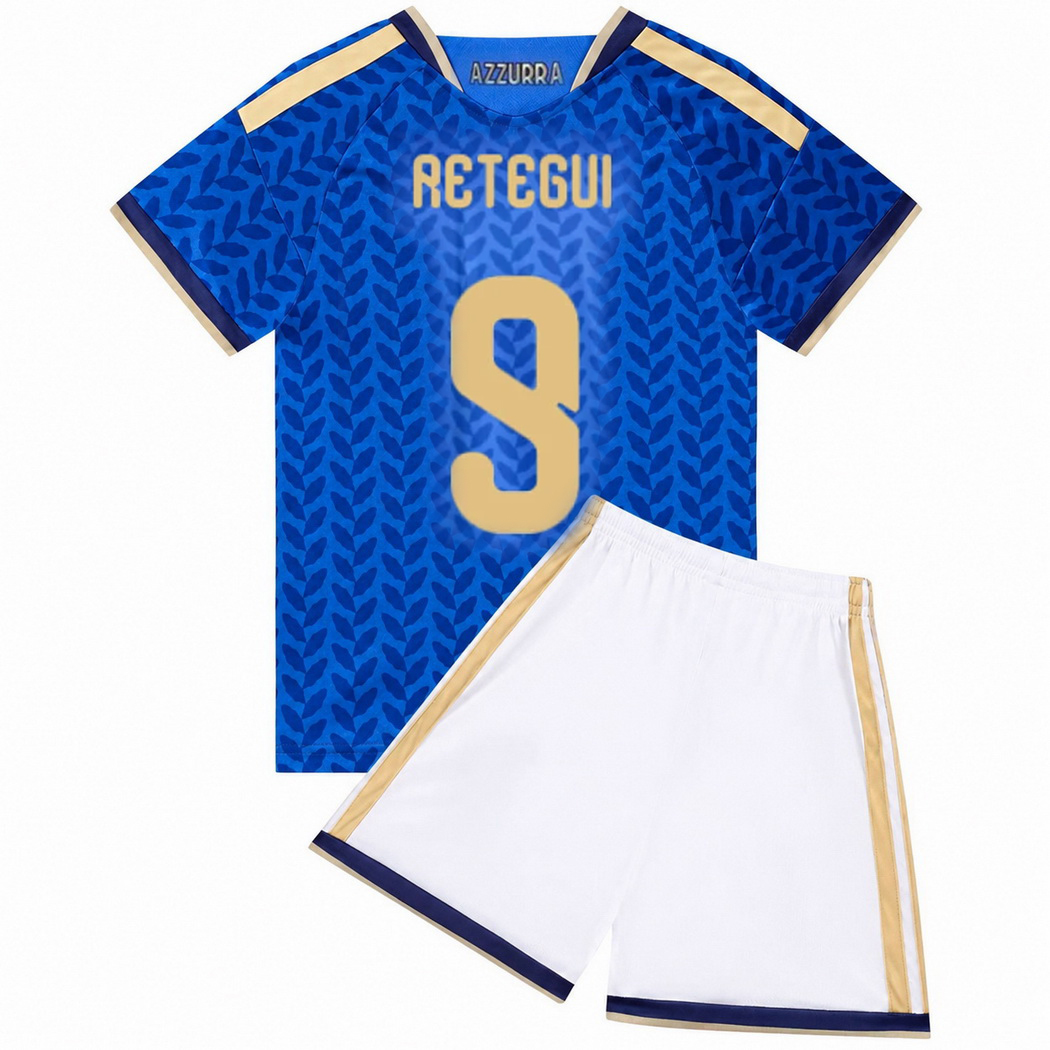2026 Mateo Retegui Italy #9 Home Youth Soccer Jersey