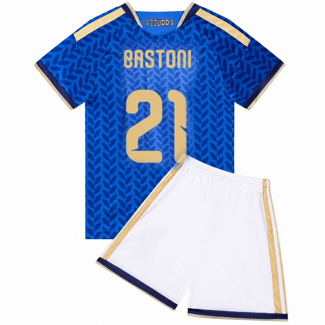 2026 Alessandro Bastoni Italy #21 Home Youth Soccer Jersey
