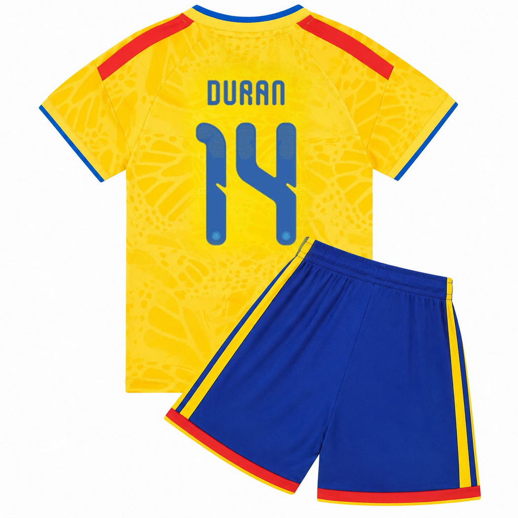 2026 Jhon Duran Colombia #14 Home Youth Soccer Jersey