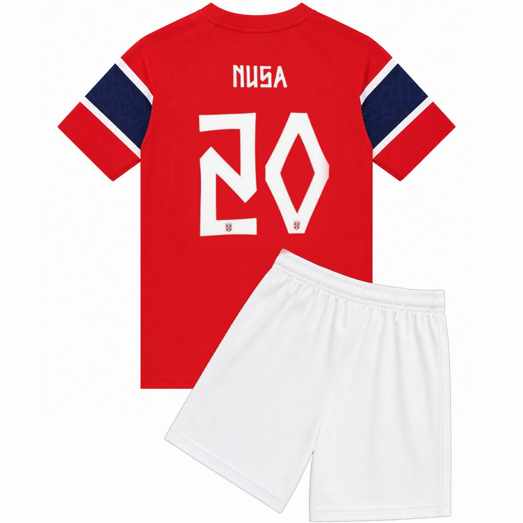 2026 Antonio Nusa Norway #20 Home Youth Soccer Jersey