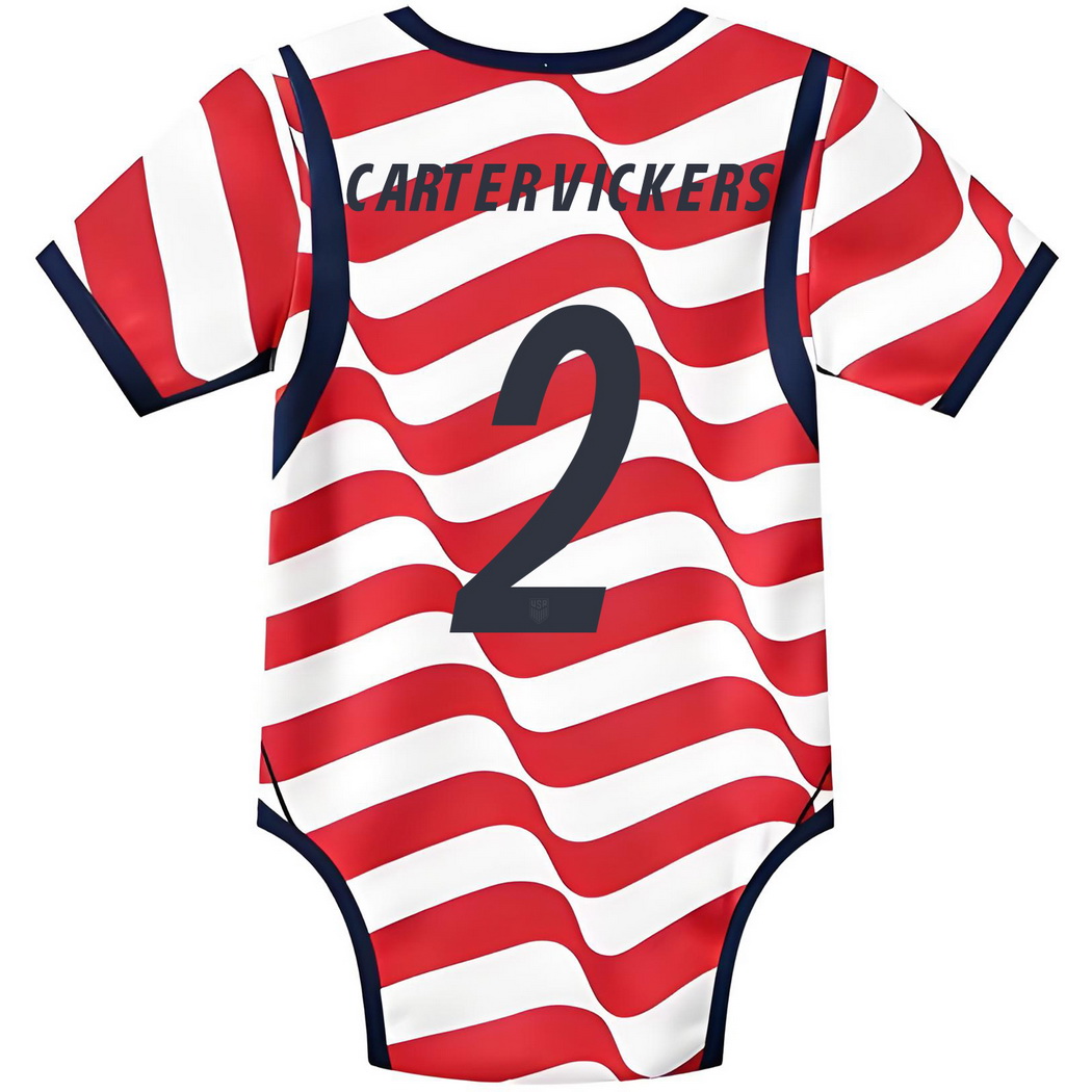 Cameron Carter-Vickers White/Red Baby Bodysuit 2026 USA Jersey