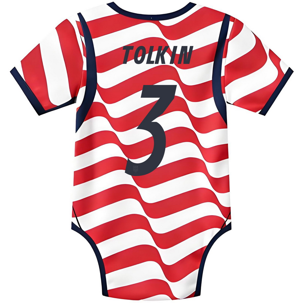 John Tolkin White/Red Baby Bodysuit 2026 USA Jersey