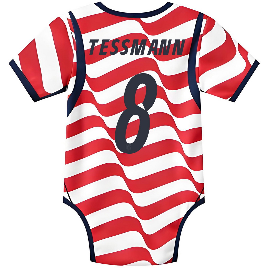 Tanner Tessmann White/Red Baby Bodysuit 2026 USA Jersey