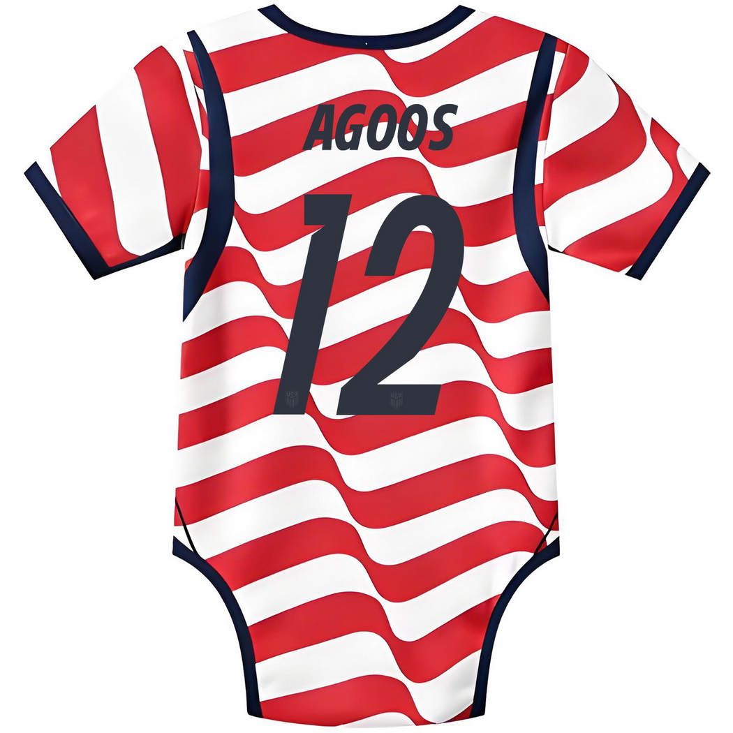 Jeff Agoos White/Red Baby Bodysuit 2026 USA Jersey