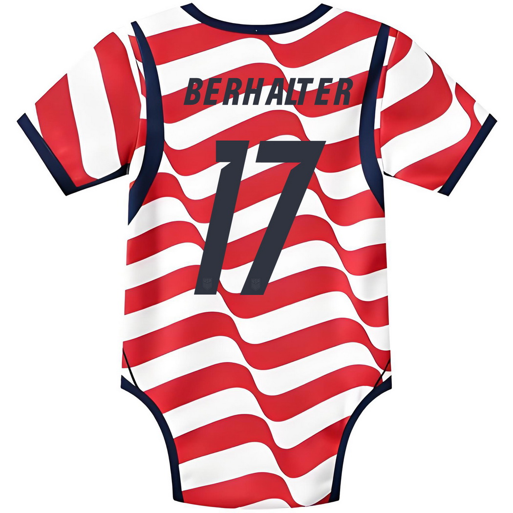 Sebastian Berhalter White/Red Baby Bodysuit 2026 USA Jersey