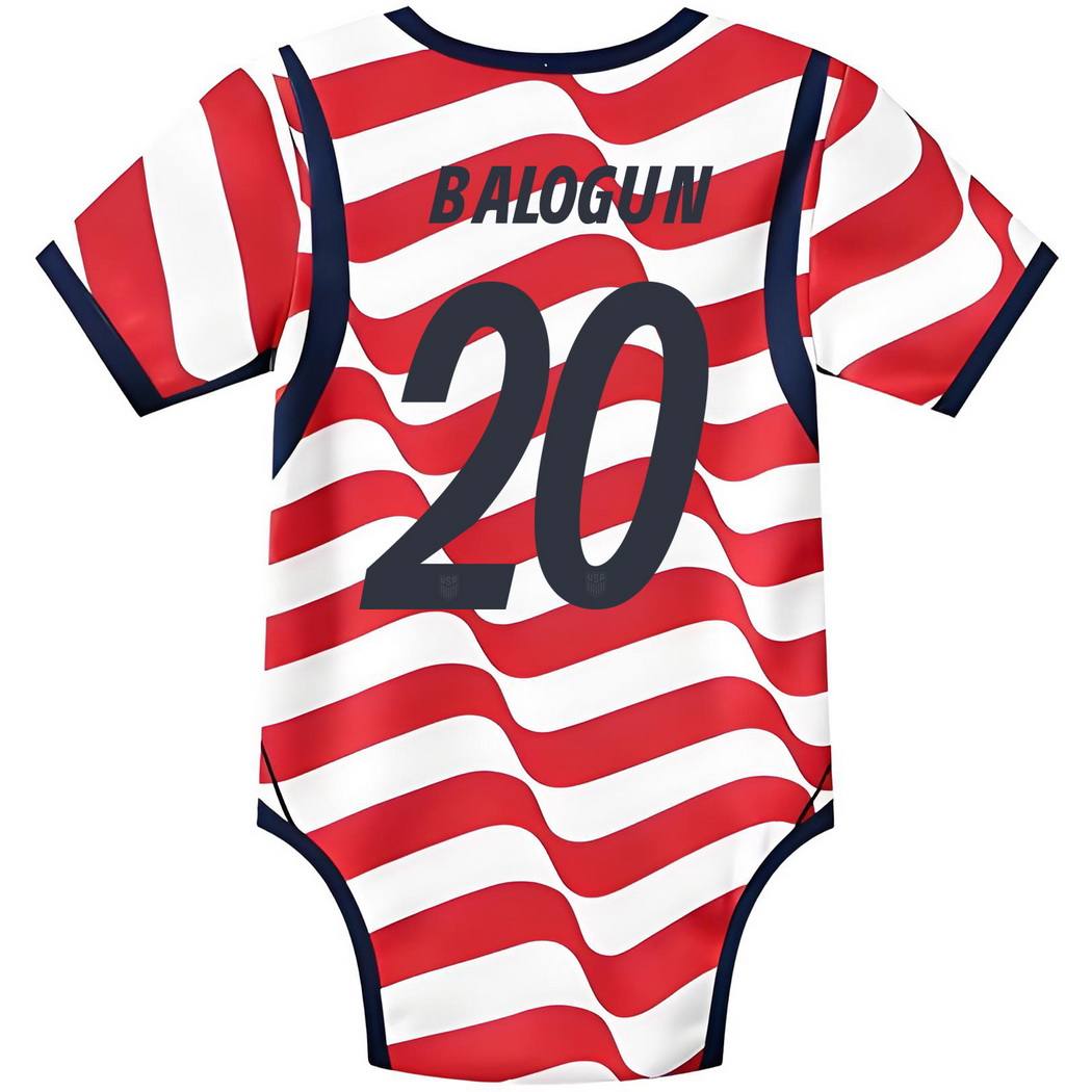 Folarin Balogun White/Red Baby Bodysuit 2026 USA Jersey