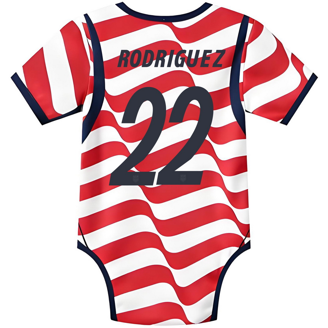 Izzy Rodriguez White/Red Baby Bodysuit 2026 USA Jersey