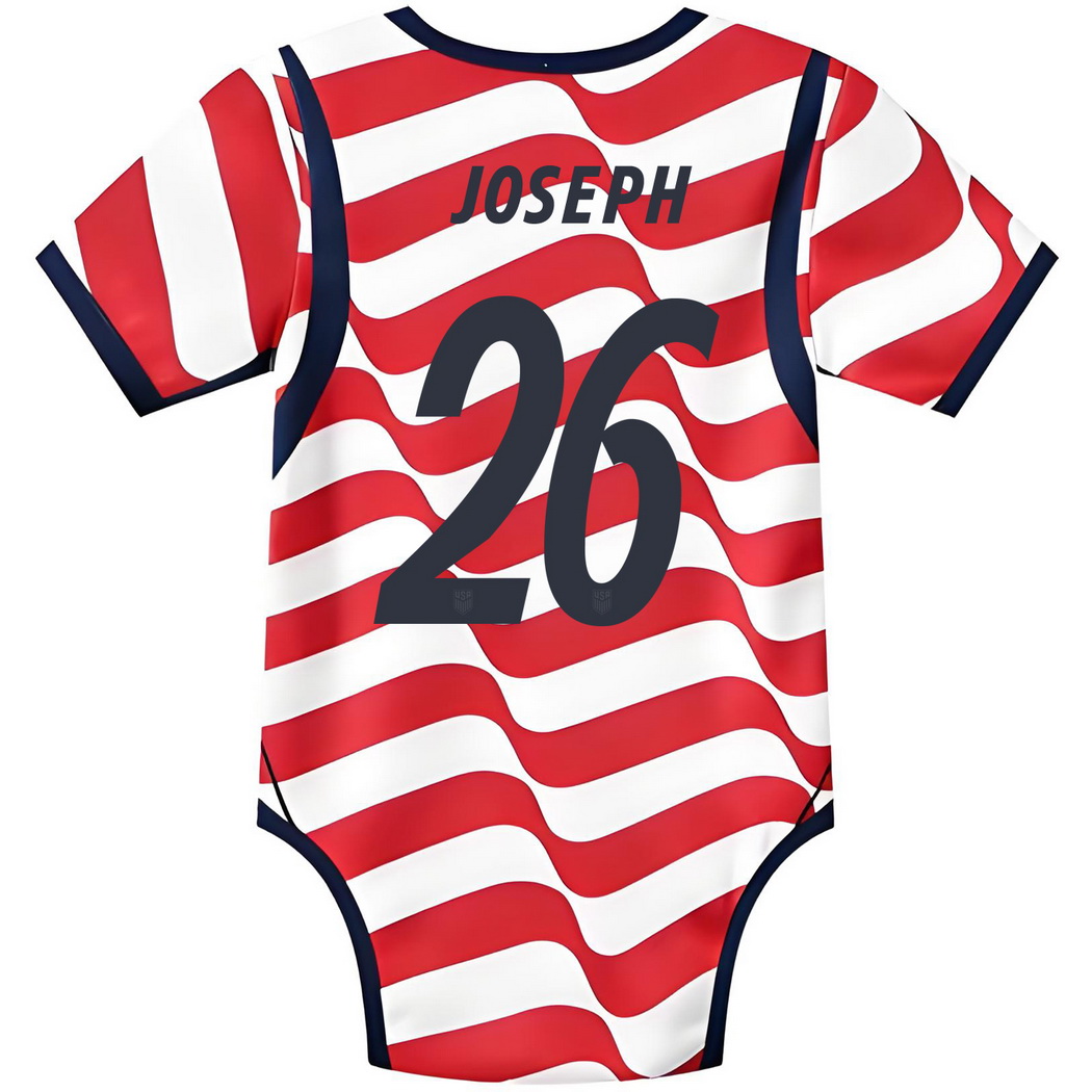 Jameese Joseph White/Red Baby Bodysuit 2026 USA Jersey