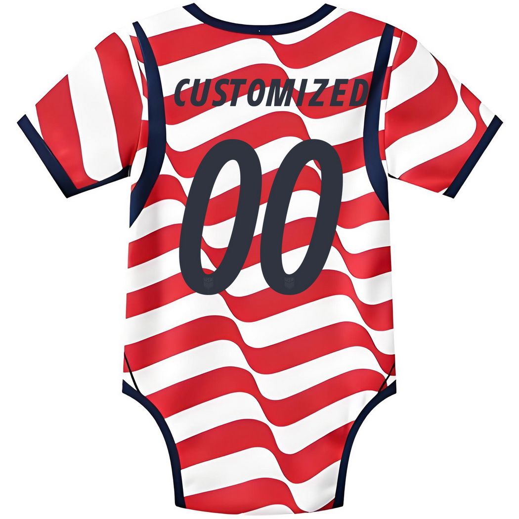 Customized White/Red Baby Bodysuit 2026 USA Jersey