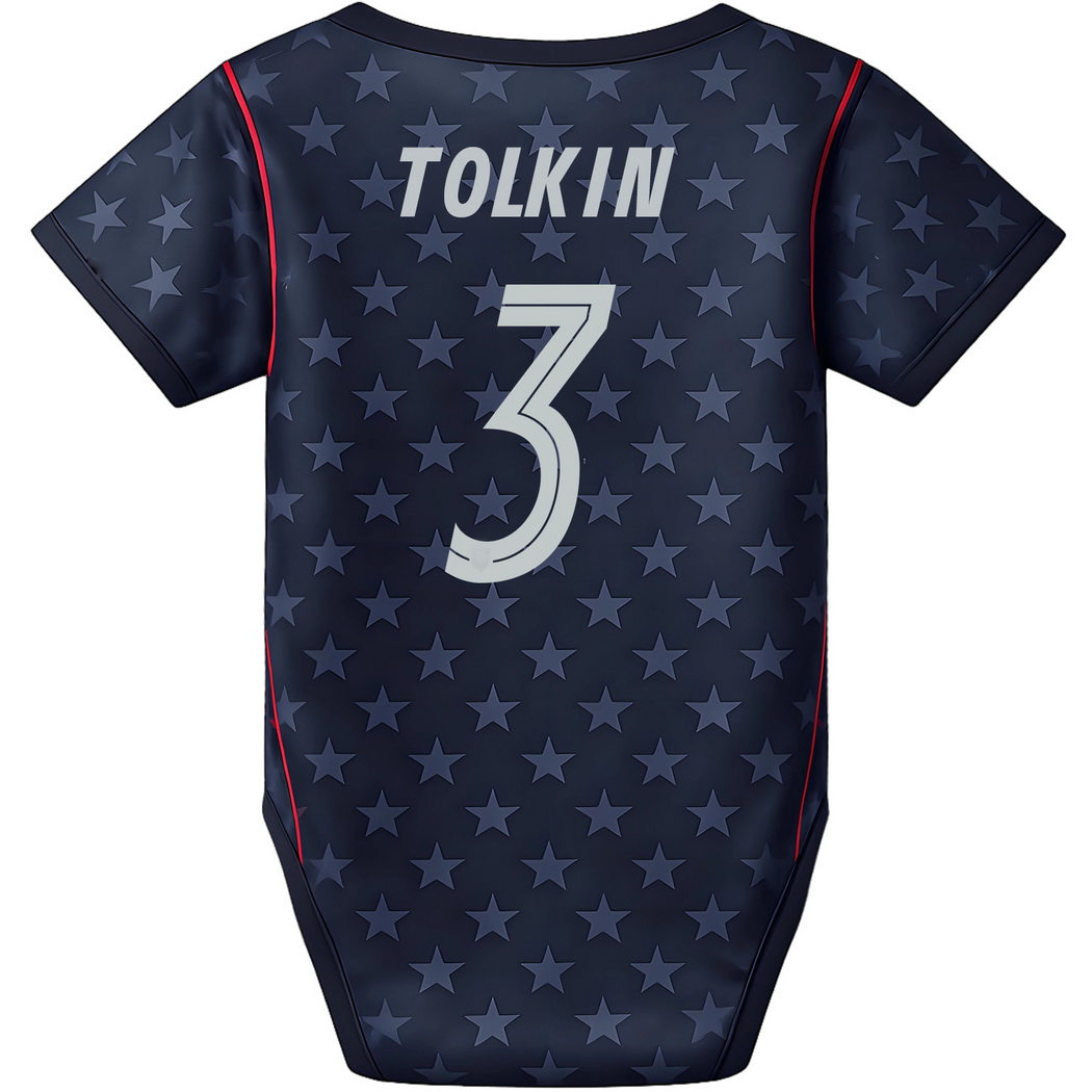 John Tolkin Blue Baby Bodysuit 26/27 USA Soccer Jersey
