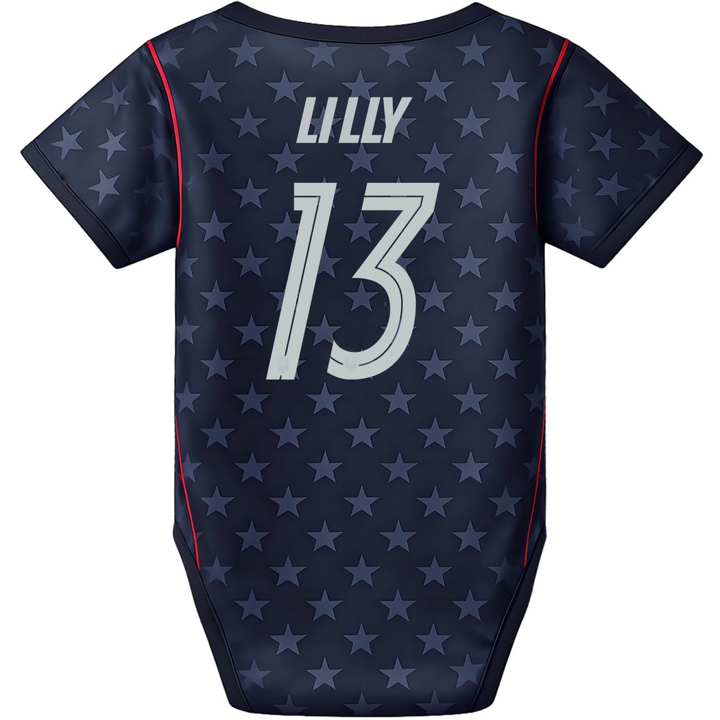 Kristine Lilly Blue Baby Bodysuit 26/27 USA Soccer Jersey