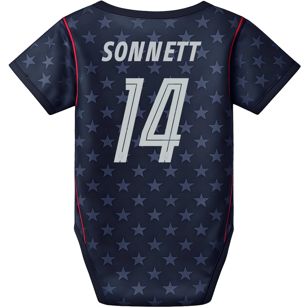 Emily Sonnett Blue Baby Bodysuit 26/27 USA Soccer Jersey