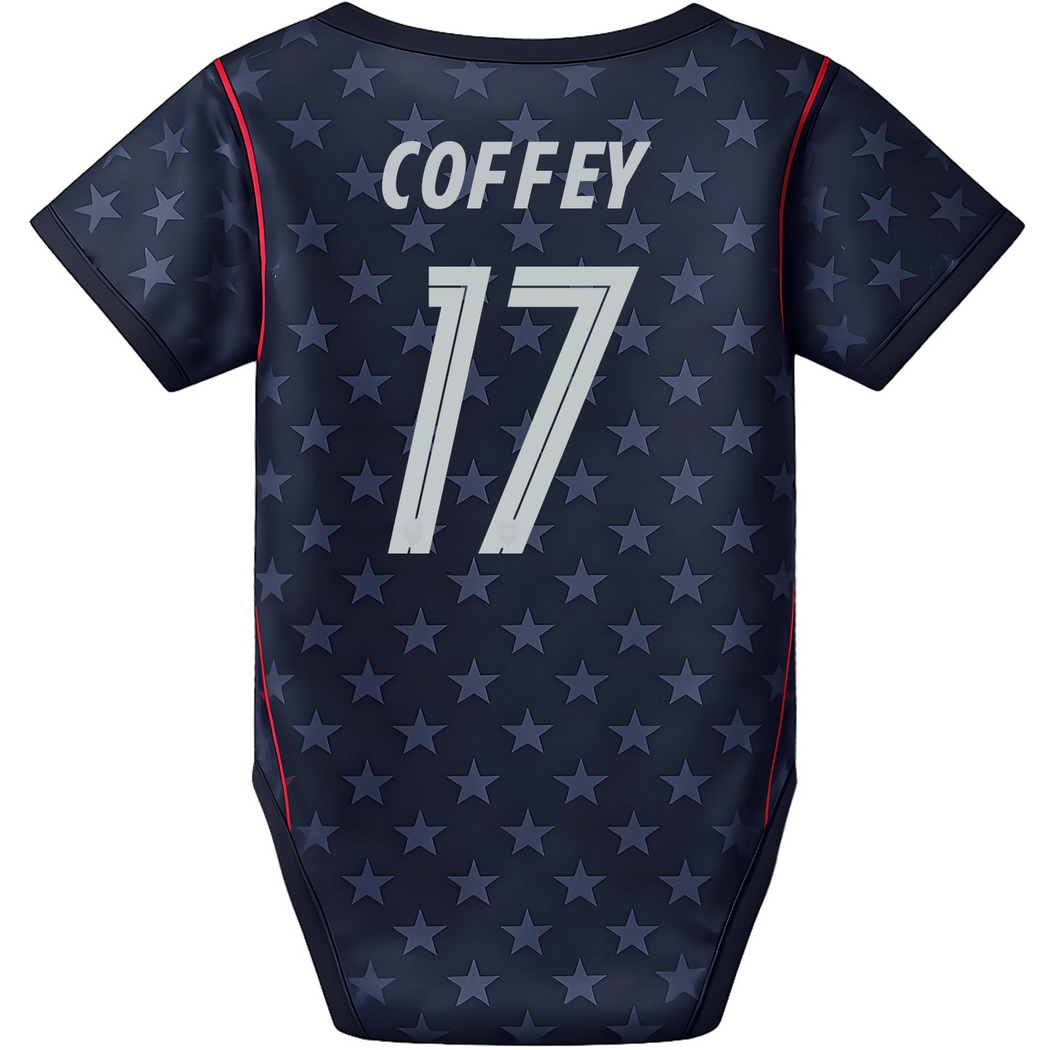 Sam Coffey Blue Baby Bodysuit 26/27 USA Soccer Jersey
