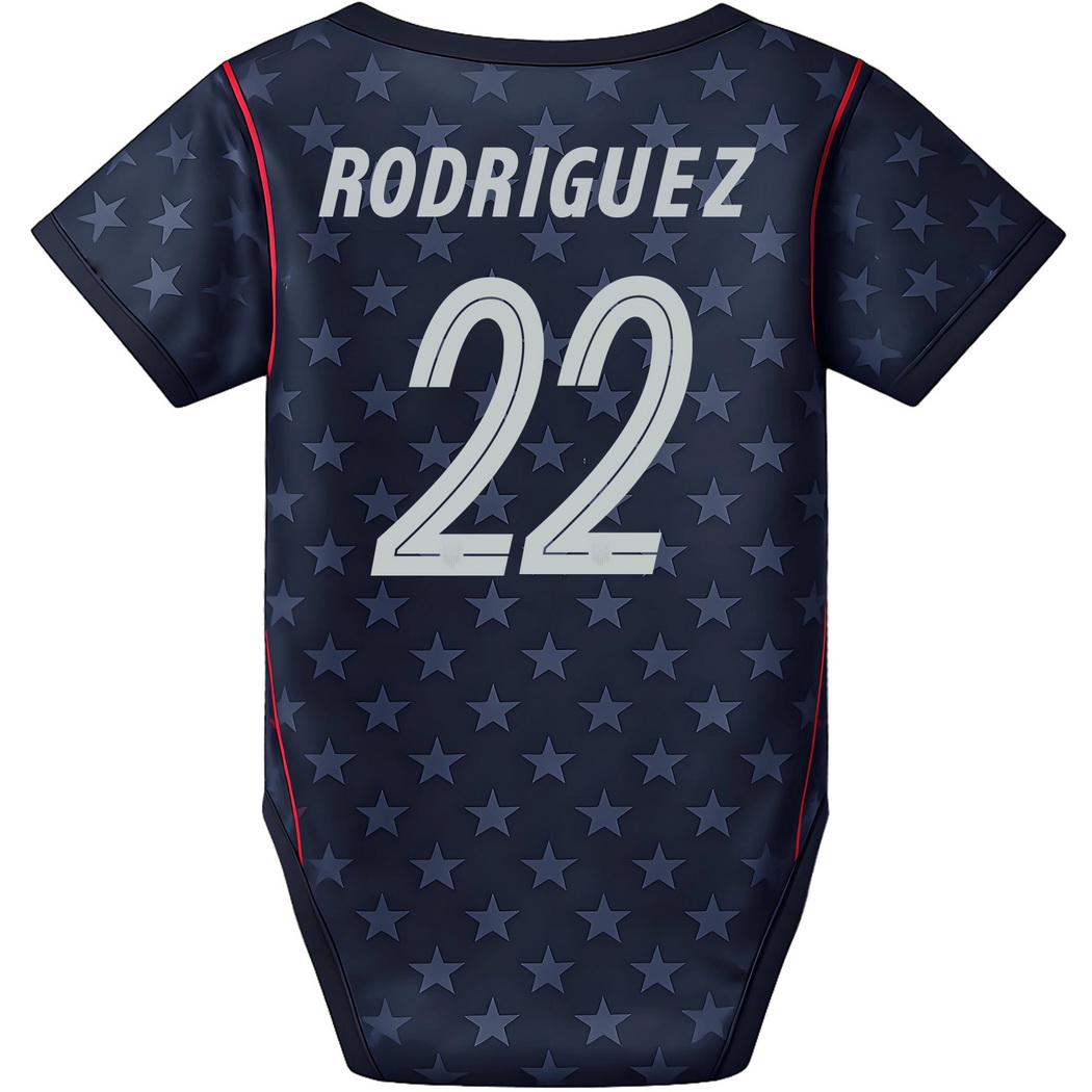 Izzy Rodriguez Blue Baby Bodysuit 26/27 USA Soccer Jersey