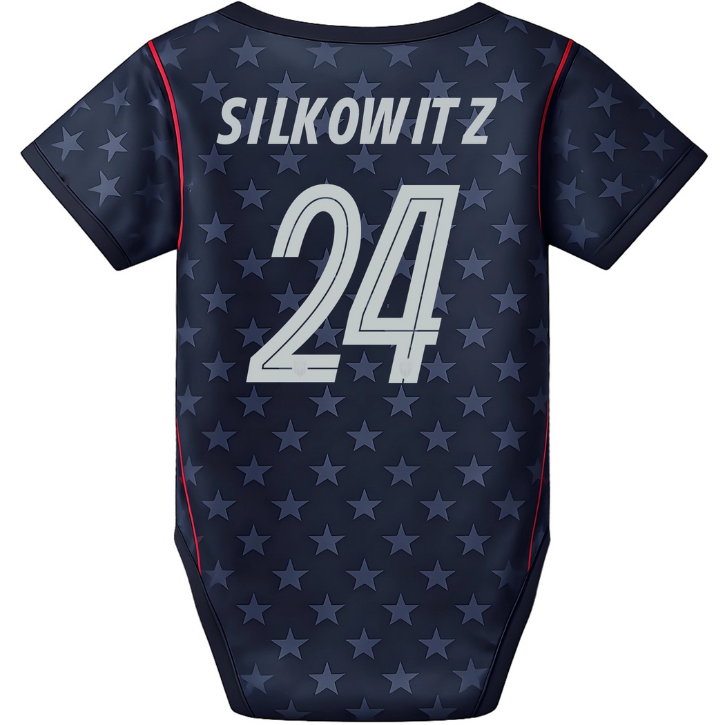 Jordan Silkowitz Blue Baby Bodysuit 26/27 USA Soccer Jersey