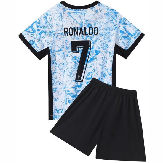 2024 Cristiano Ronaldo #7 Blue Portugal Away Youth Soccer Shirt