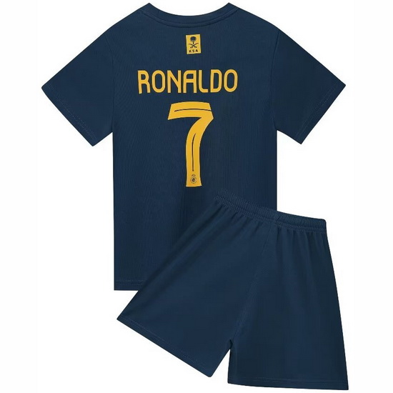 23/24 Cristiano Ronaldo #7 Blue Team Away Youth Soccer Shirt