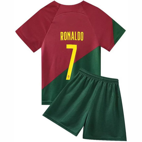 2022 Cristiano Ronaldo #7 Red/Green Portugal Home Youth Shirt