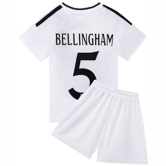 24/25 Jude Bellingham #5 White Game Home Youth Soccer Shirt
