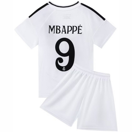 24/25 Kylian Mbappe #9 White Game Home Youth Soccer Shirt