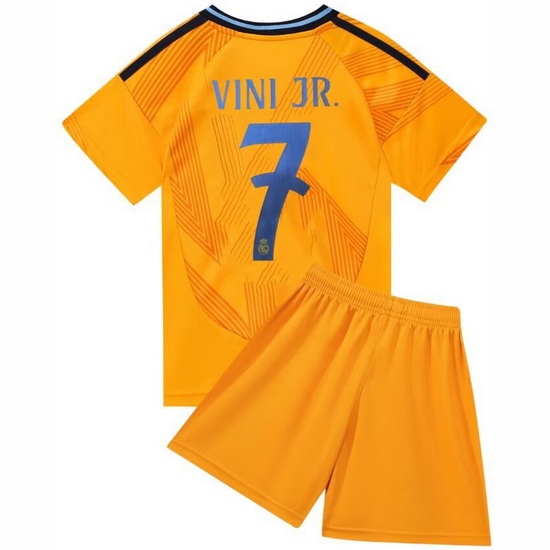 24/25 Vinicius Junior #7 Orange Game Away Youth Soccer Shirt