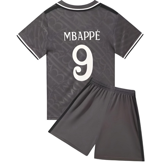 24/25 Kylian Mbappe #9 Gray Team Third Youth Soccer Shirt