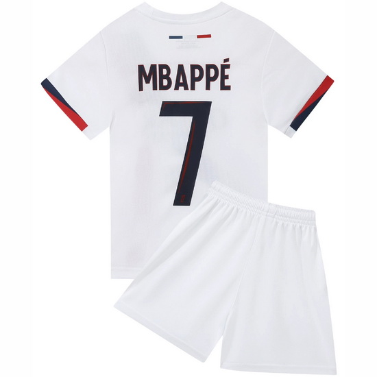 24/25 Kylian Mbappe #7 White Team Away Youth Soccer Shirt