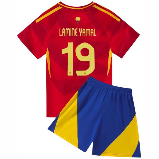 2024 Lamine Yamal #19 Red Spain Home Youth Soccer Shirt