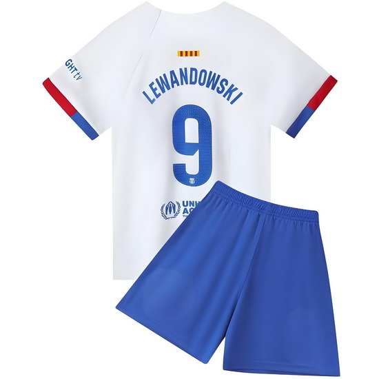23/24 Robert Lewandowski #9 White Team Away Youth Soccer Shirt