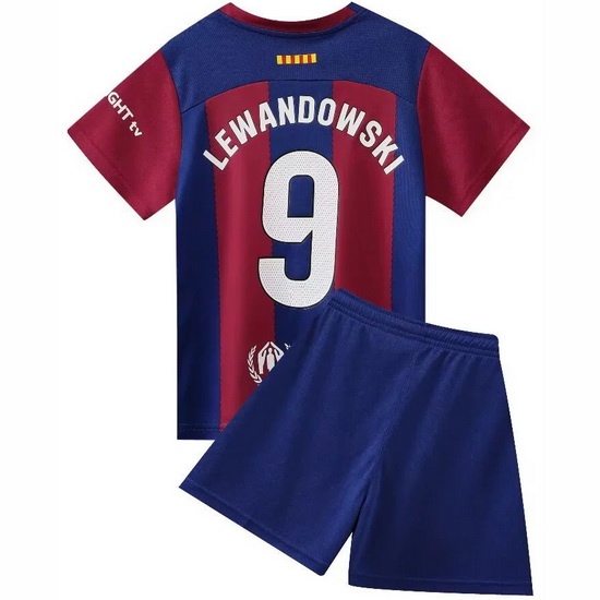 23/24 Robert Lewandowski #9 Blue Team Home Youth Soccer Shirt