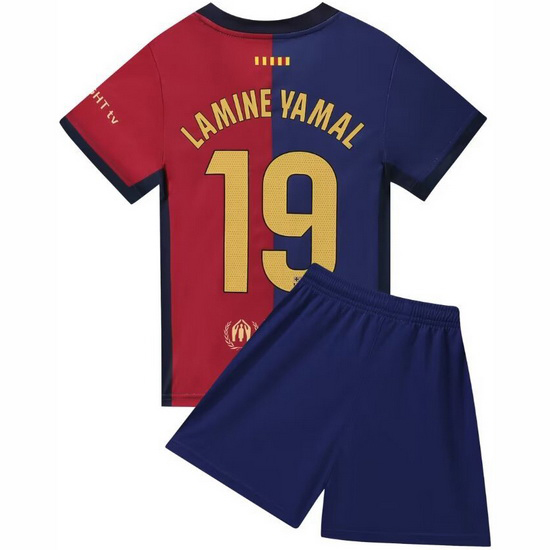 24/25 Lamine Yamal #19 Blue/Red Team Home Youth Shirt