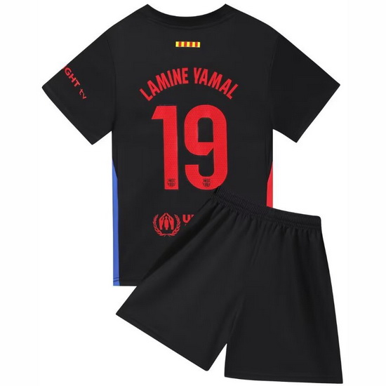 24/25 Lamine Yamal #19 Black Game Away Youth Soccer Shirt