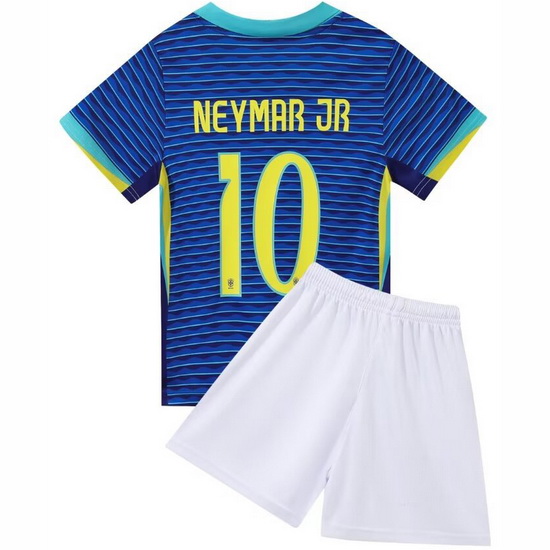 2024 Neymar Jr #10 Blue Brazil Away Youth Soccer Shirt