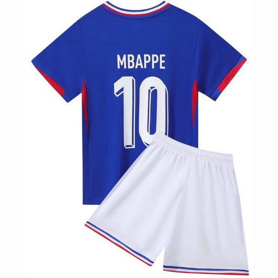 24/25 Kylian Mbappe #10 Blue France Home Youth Soccer Shirt