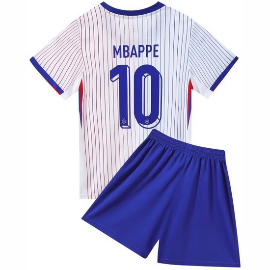 24/25 Kylian Mbappe #10 White France Away Youth Soccer Shirt