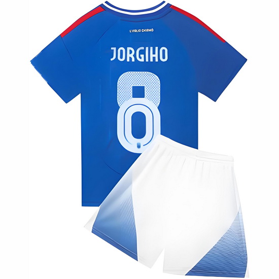 2024 Jorginho #8 Blue Italy Home Youth Soccer Shirt