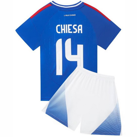 2024 Federico Chiesa #14 Blue Italy Home Youth Soccer Shirt