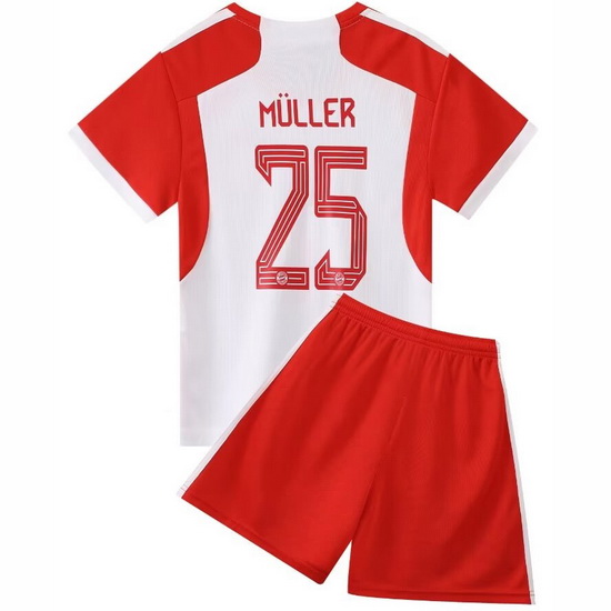 23/24 Thomas Muller #25 White Team Home Youth Soccer Shirt