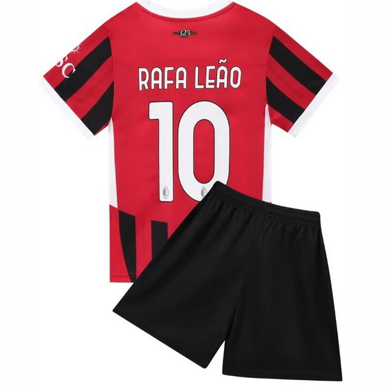24/25 Rafael Leao #10 Red Game Home Youth Soccer Shirt