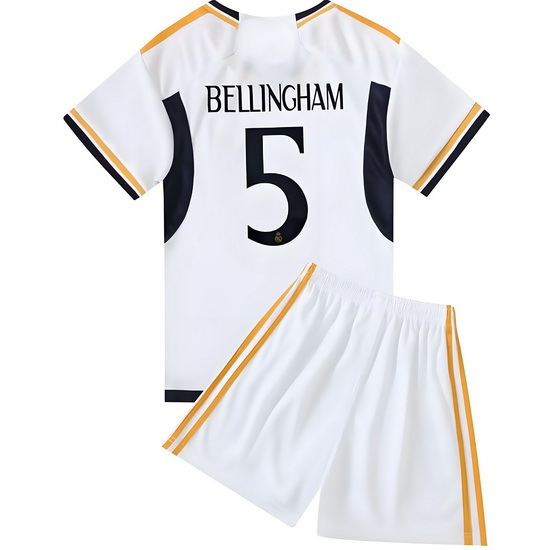 23/24 Jude Bellingham #5 White Team Home Youth Soccer Shirt